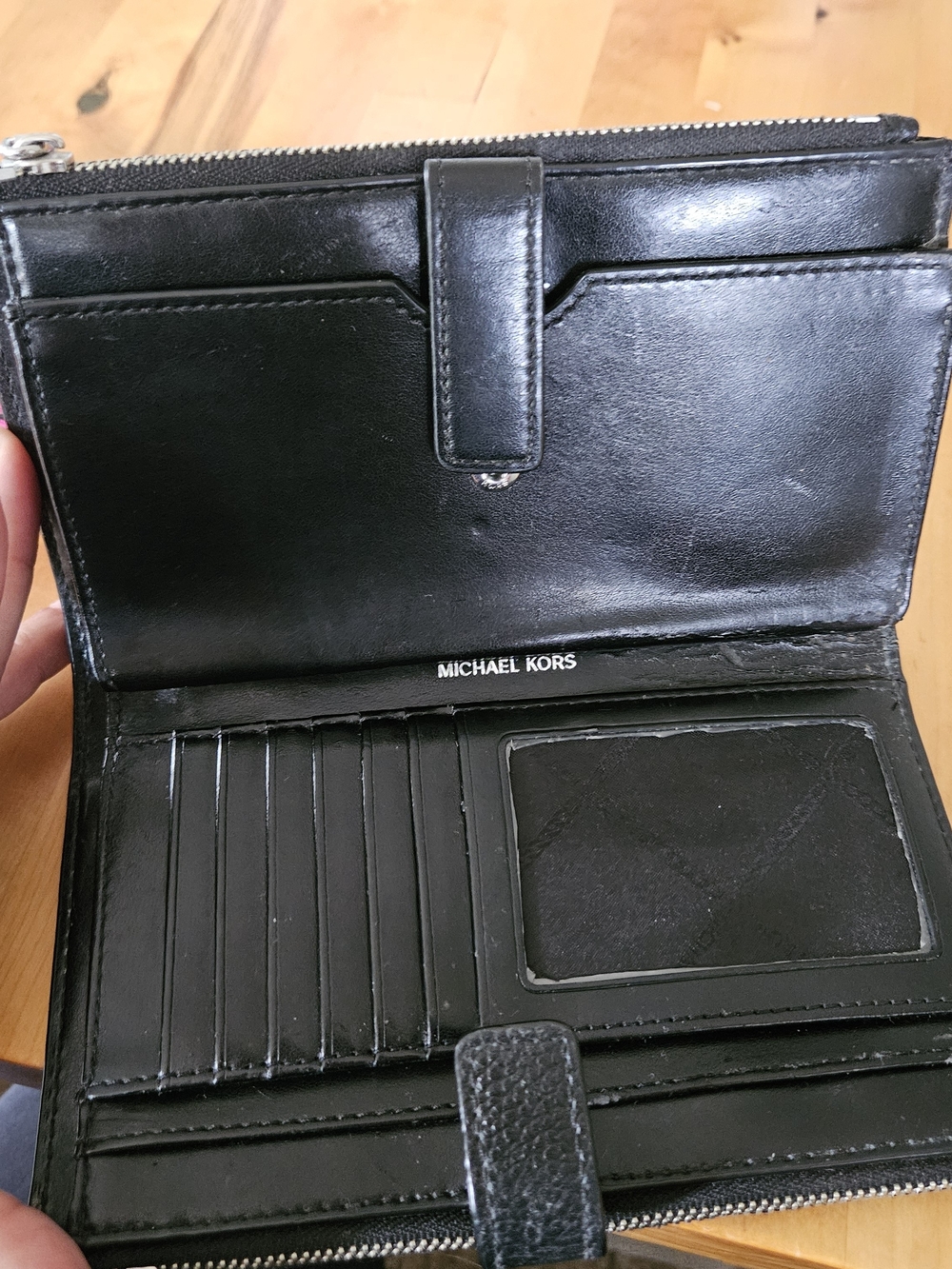 Michael Kors Black Leather Zip Wallet